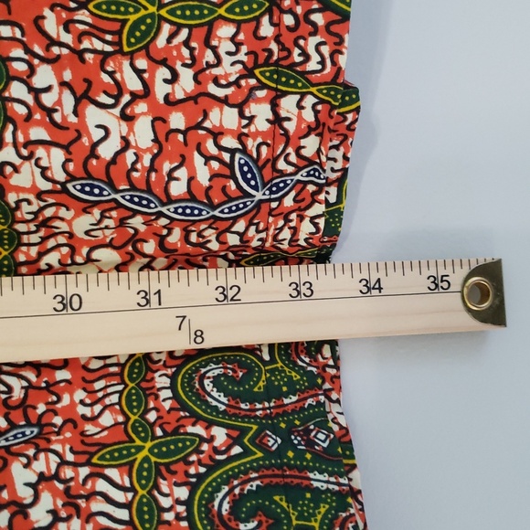 D'iyanu Wrap Romper Shorts Small Orange Green African Print Sleeveless Cotton - Picture 11 of 16